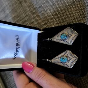 Meg Girard Kingman turquoise statement earrings